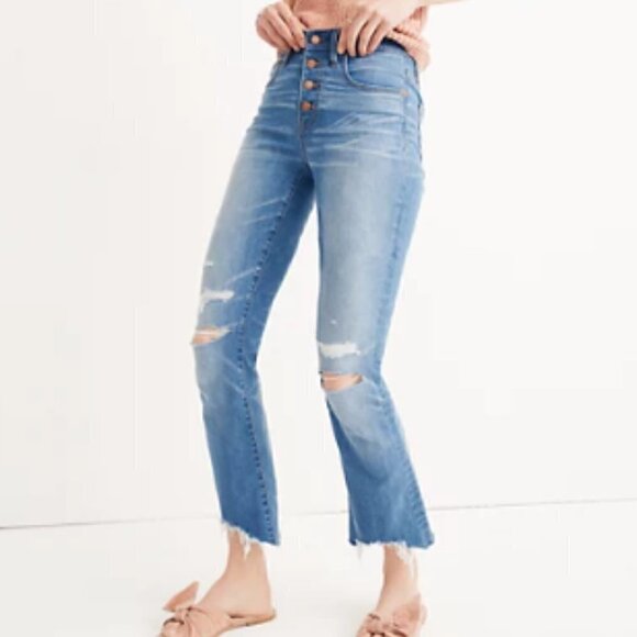 Madewell Cali Demi-Boot Jeans in Bronson Wash: Button-Front Edition sz 24 - Picture 1 of 6
